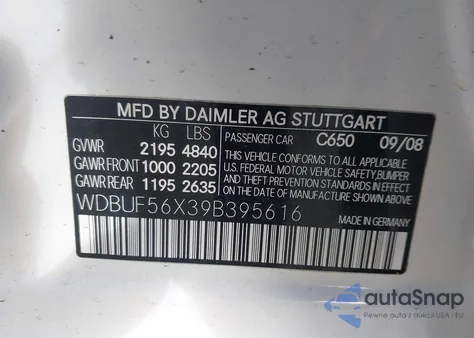 2009 Mercedes-Benz E 350 из США, поврежденный, VIN WDBUF56X39B395616